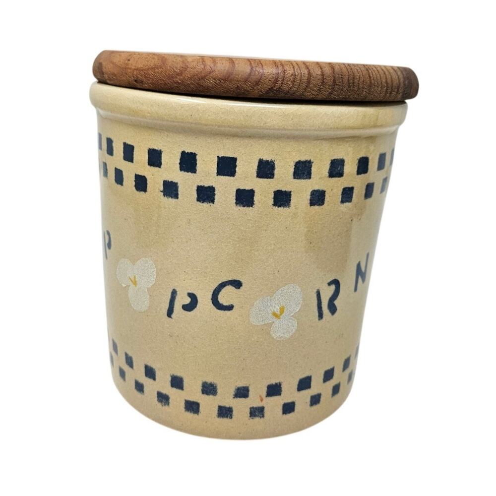 Vintage 90s Ransbottom Roseville Popcorn Ceramic Container Farmhouse Cottage